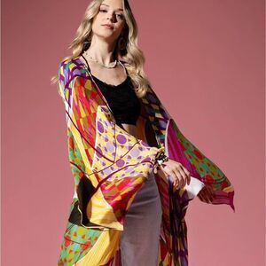 Kimono muti colored open front silky flowing elegance NEW !